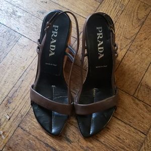 Prada Leather and Cork Wedges